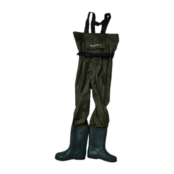 Magreel Child Chest Waders Green Waterproof Nylon Youth with Boots Fishing EU33 - Picture 2 of 7
